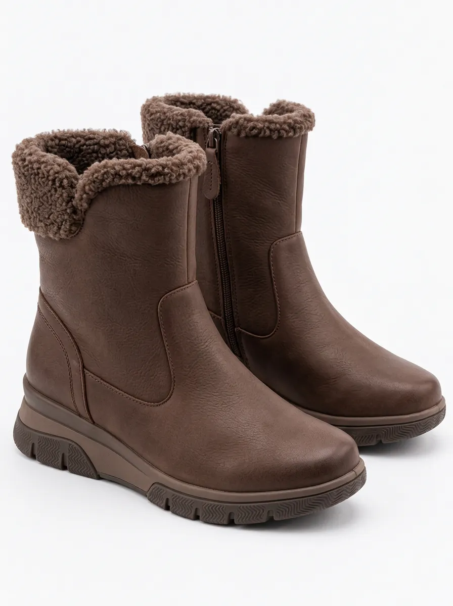 Women’s Everyday Brown Printed Cozy Snow Boots