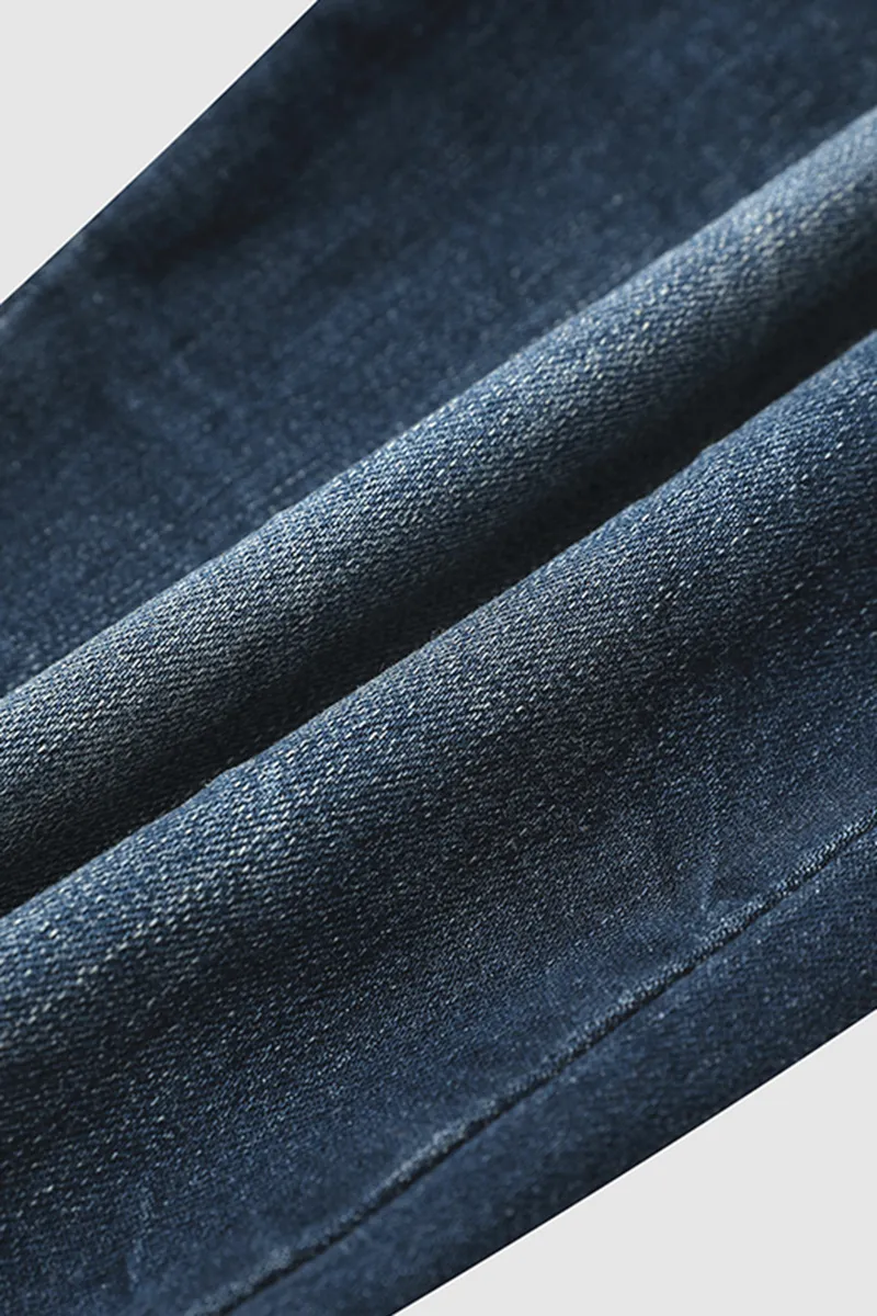 Mid Waist Pocket Straight Leg Jeans