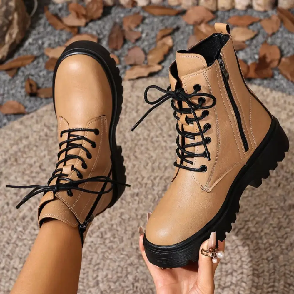 Lace Up Ankle Combat Boots