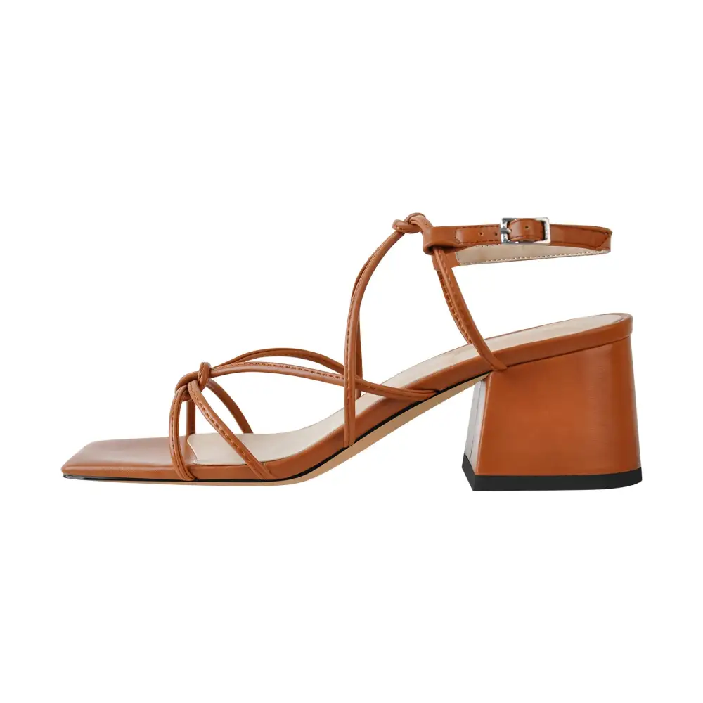 Crisscross Gladiator Strappy Chunky Heel Sandals