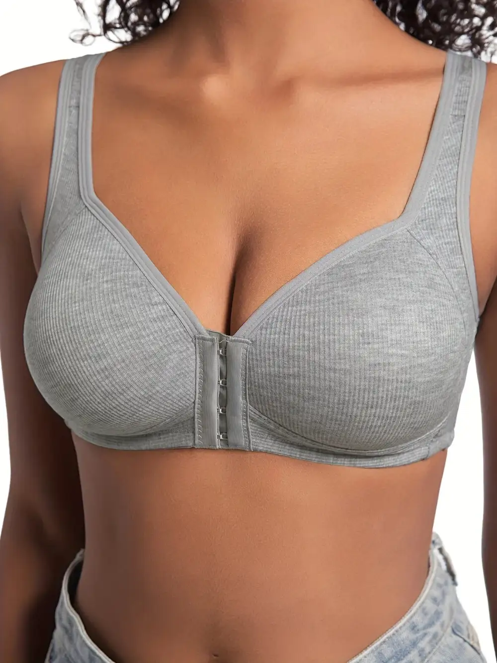 Front-Close Ribbed Bra