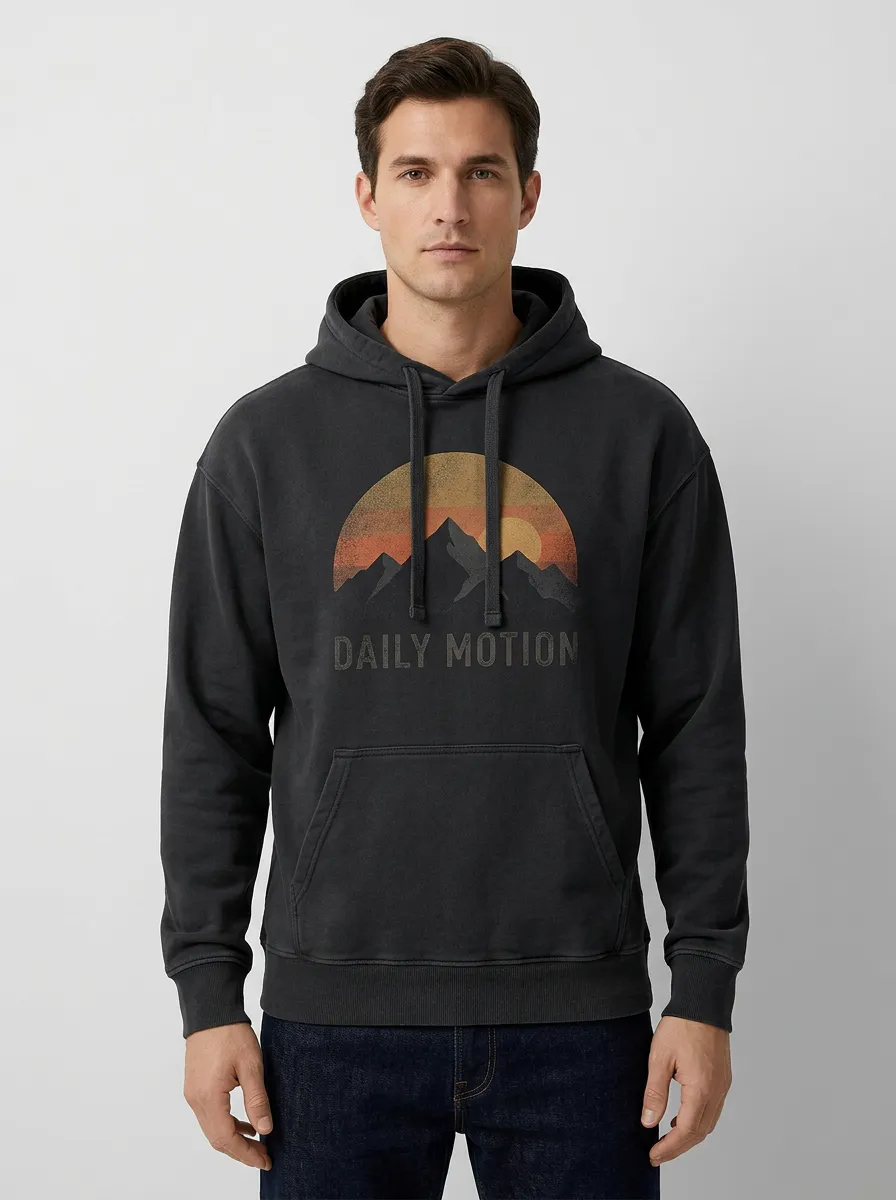 Men's Nature Lover Daily Motion Mountain Sunset Print Hoodie