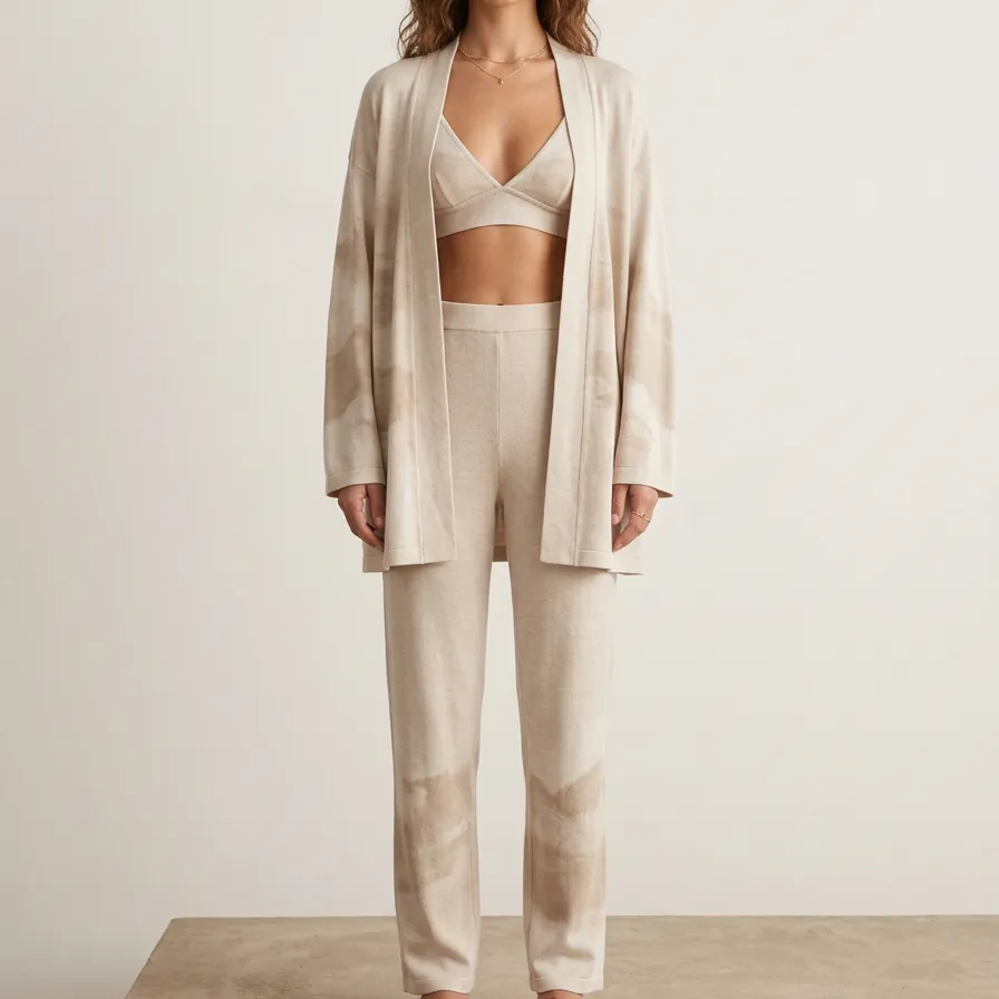 Tie Dye Open Front Cardigan Lounge Set