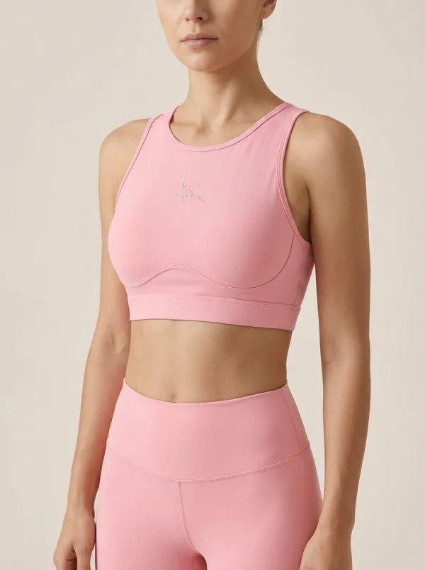 Women's Moon-Star-Graphic High-Neck Sports Bra