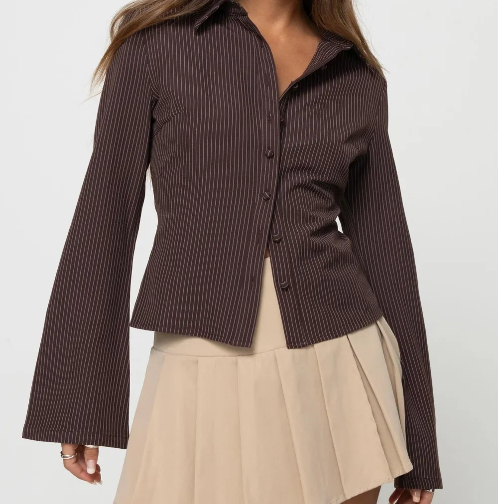 Brown Pinstripe Long Sleeve Shirt