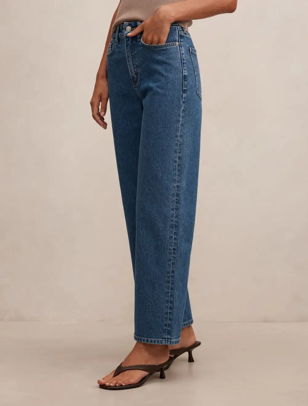 Blue Mid-Rise Straight Leg Jeans