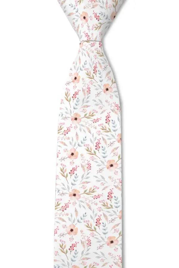 Distinctive Botanical Floral Pattern Necktie