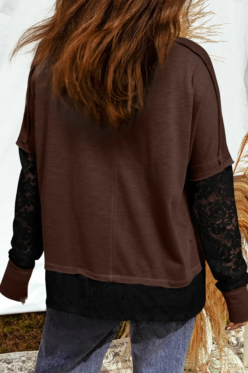 Women's Sheer Lace Long Sleeve T-Shirt