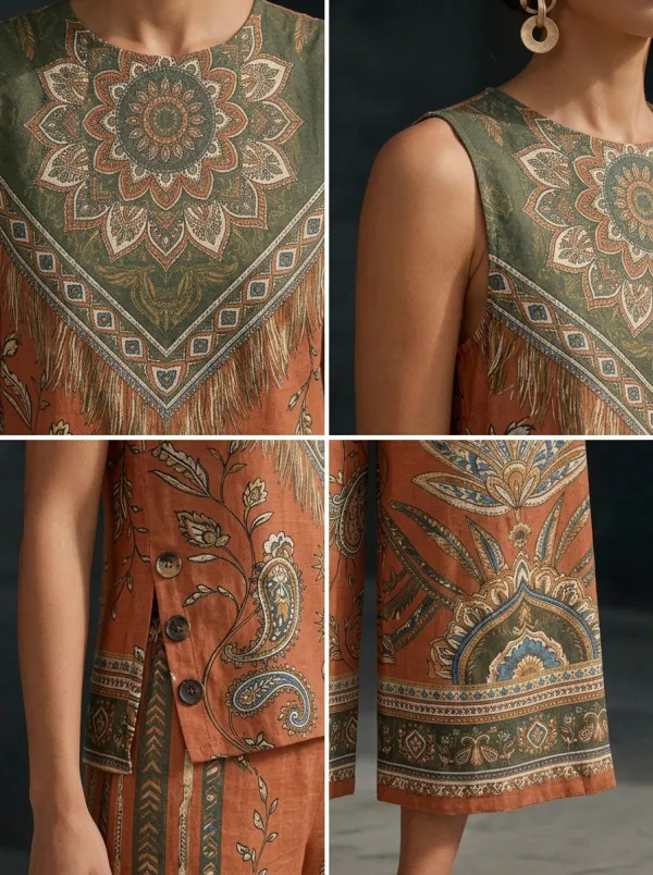 Women's Bohemian Mandala Paisley Printed Sleeveless Set