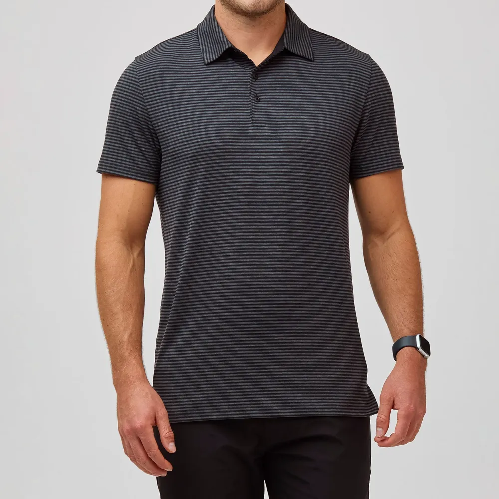 Classic Striped Performance Polo Shirt