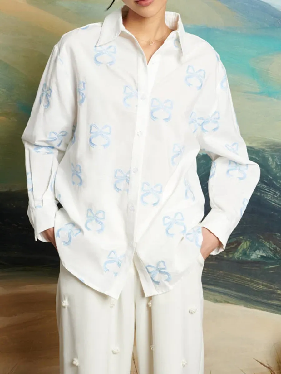 Casual Embroidered Long Sleeve Shirt