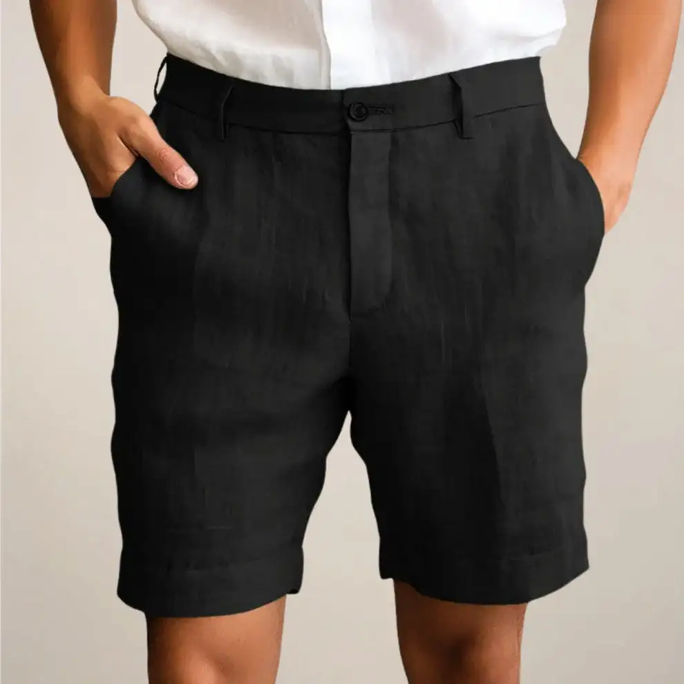 Men's Linen Blend Pleated Dress Shorts