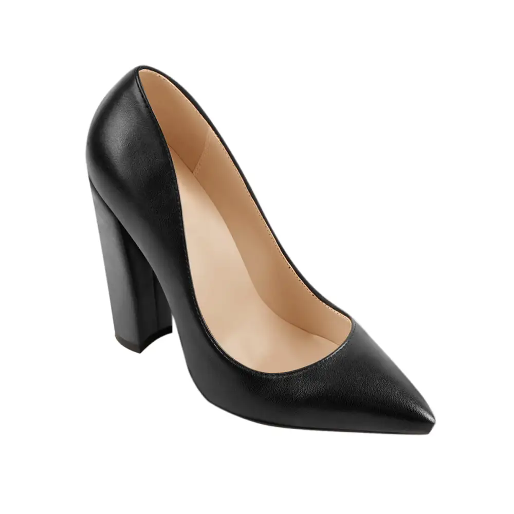 Pointed Toe Chunky Heel Pumps