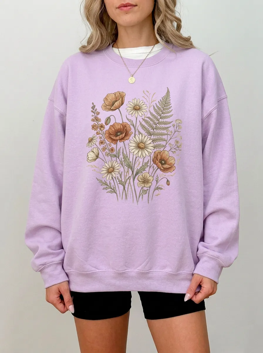 Women's Botanical Wildflower Graphic Sweatshirt