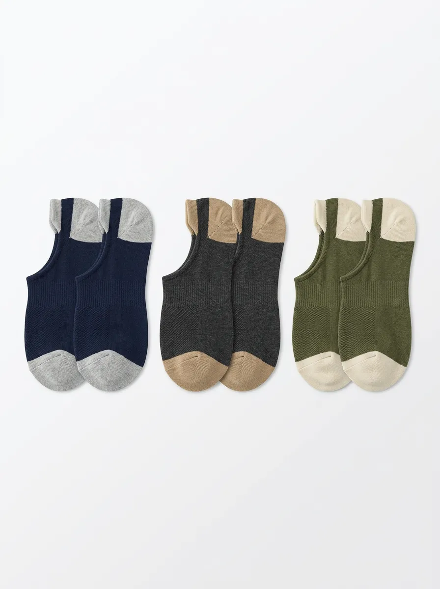 Men's Three-Pair Low-Cut Colorblock No-Show Sock Set