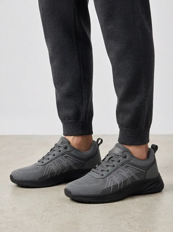 Men's Dark Grey Graphic Pattern Athletic Sneakers