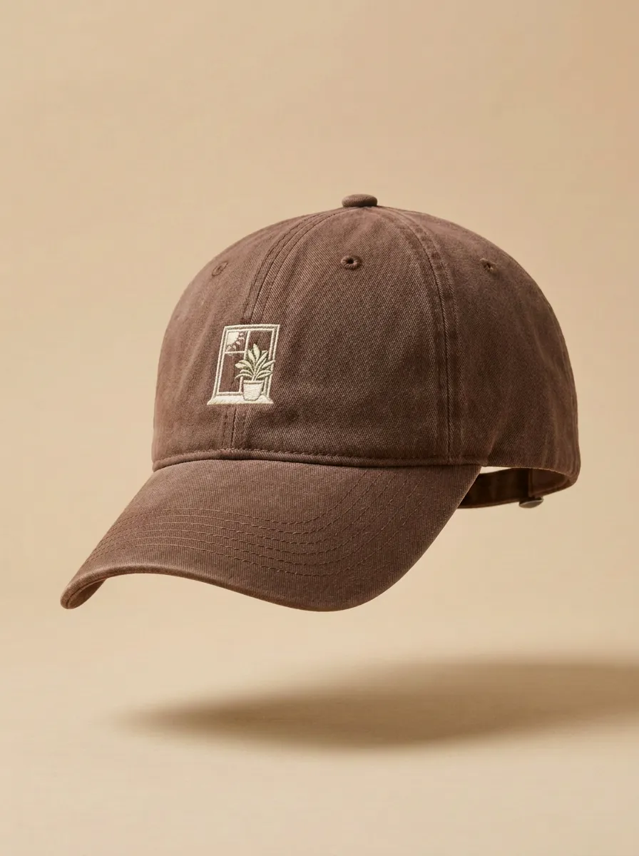 Plant-Lover Window-Motif Embroidered Potted-Plant Unisex Baseball Cap
