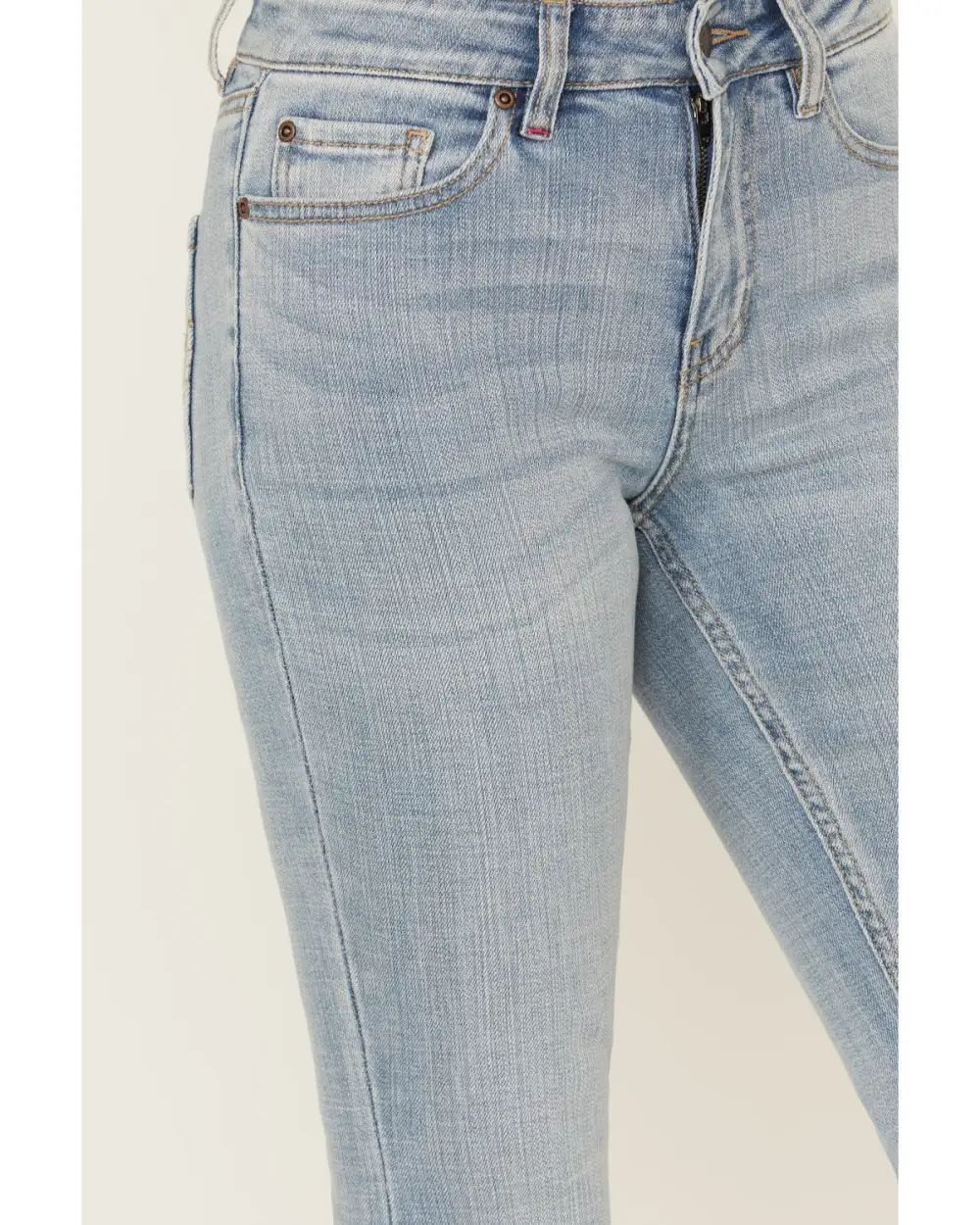 High Rise Bootcut Stretch Denim Raw Hem Jeans
