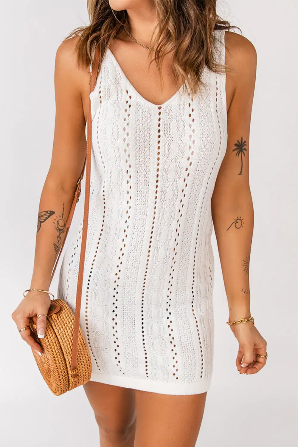 Swimwear Openwork Crochet Sleeveless Beach Dress