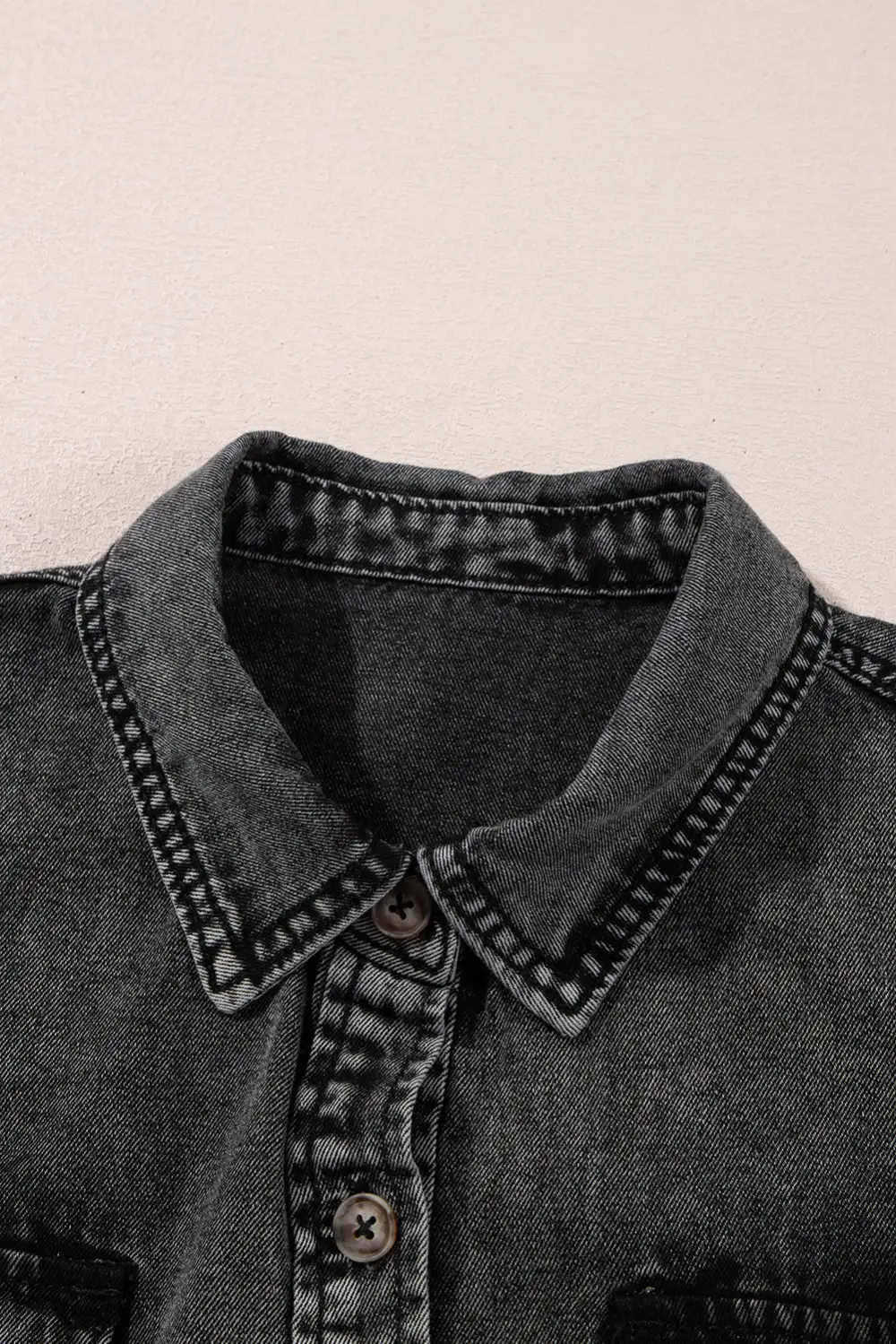 Button Front Short Sleeve Raw Hem Shirt Blouse