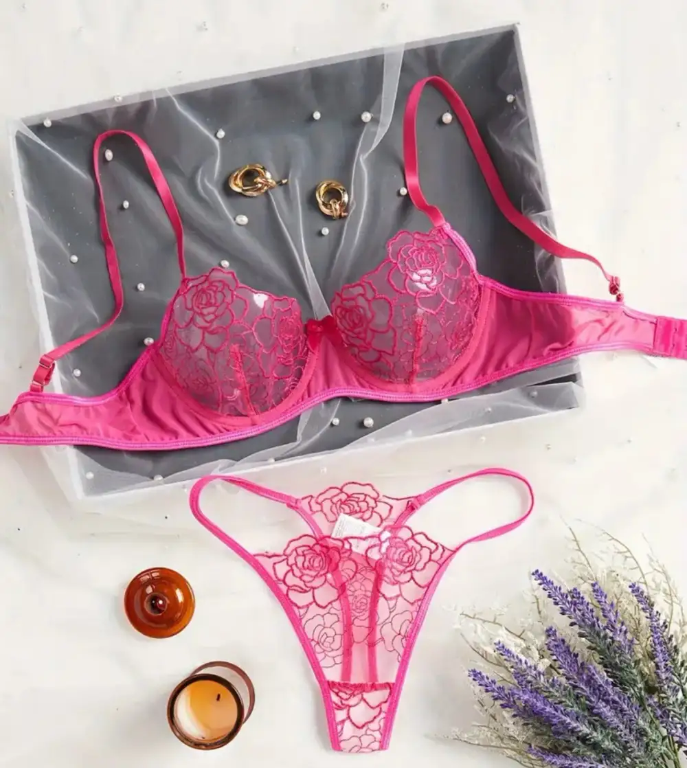 Embroidered Lingerie Set