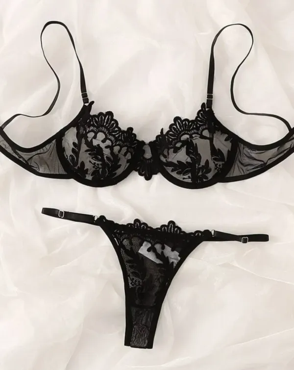Delicate Mesh Sheer Lingerie Set