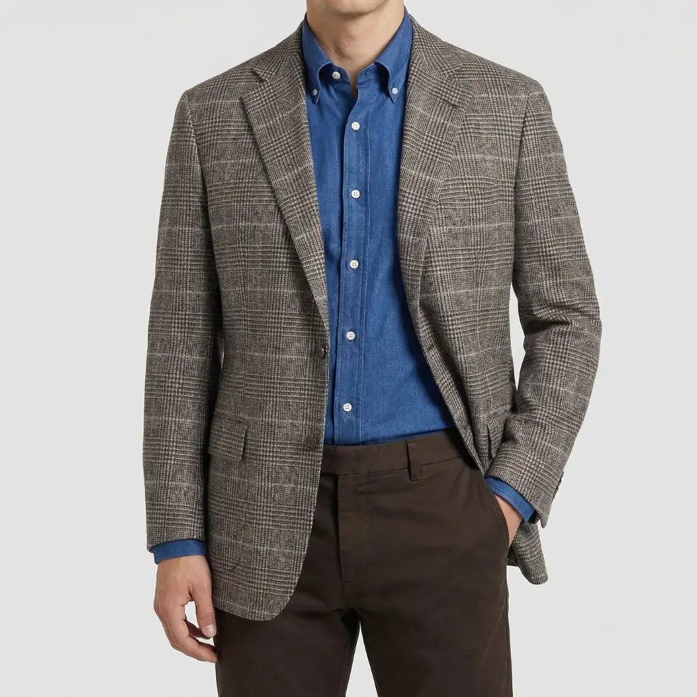 Glen Check Cashmere Blazer Jacket