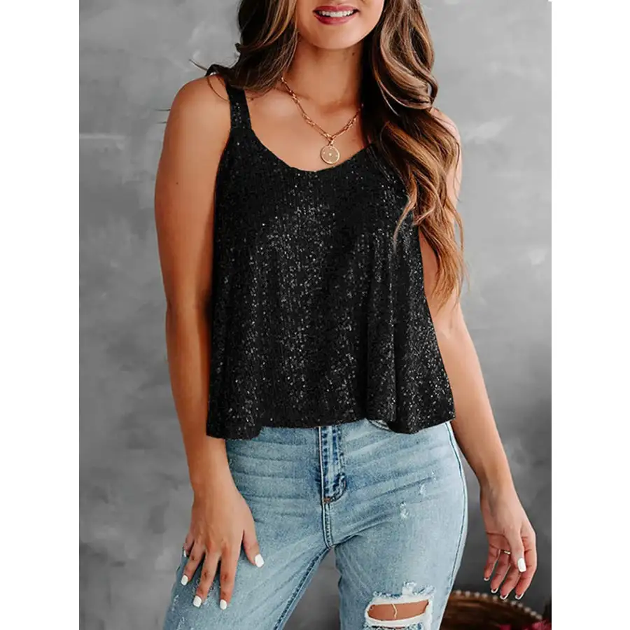 Sequin Scoop Neck Tank