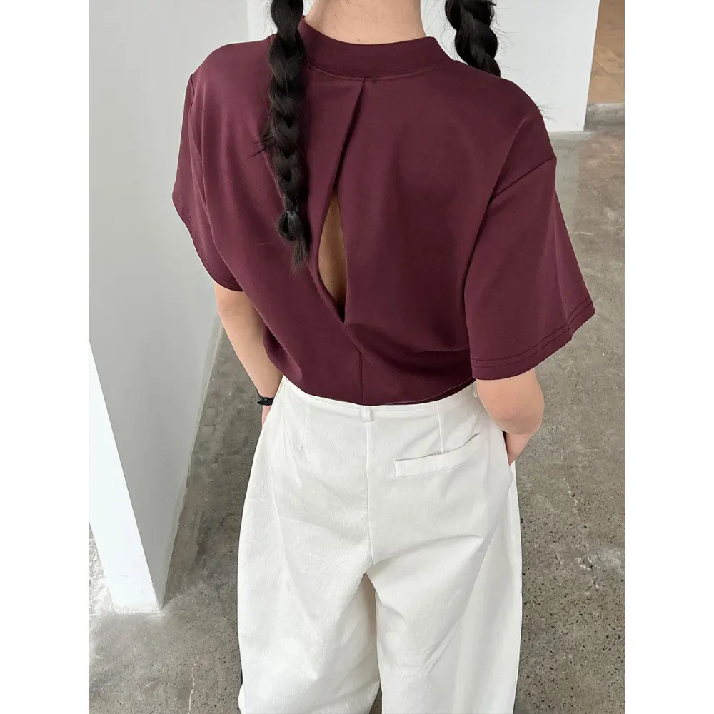 Relaxed Loose Backless Cropped T-Shirt