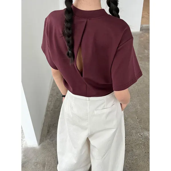 Relaxed Loose Backless Cropped T-Shirt