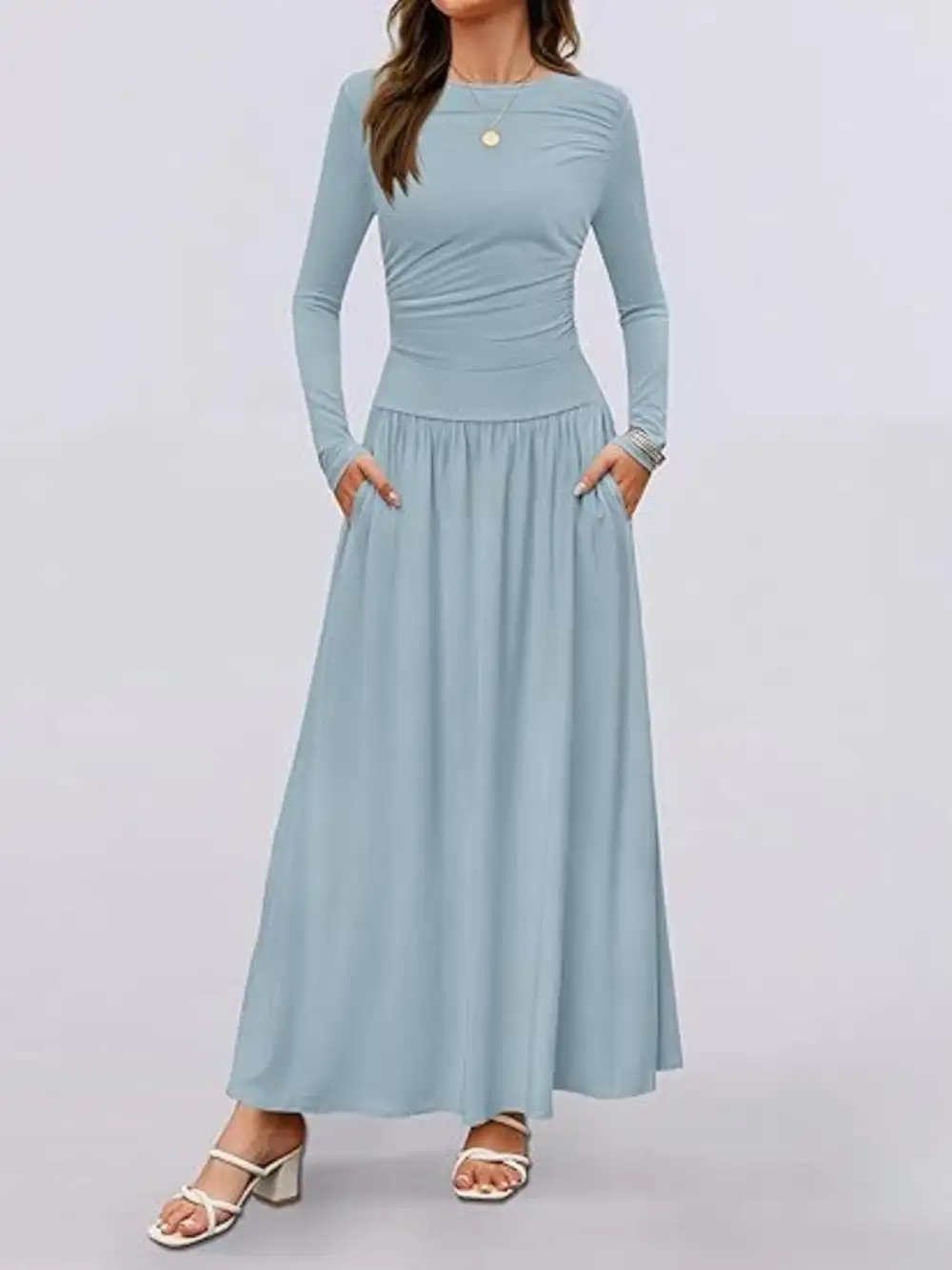 Long Sleeve Maxi Dress With Pockets