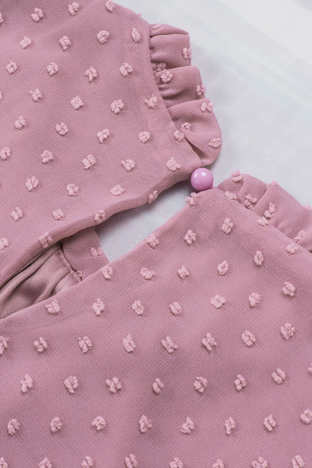 Pink Swiss Dot Sleeveless Ruffle Tank Top