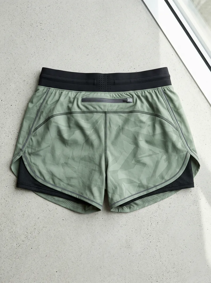 Women's Athletic Running Sage Green Camo Printed Shorts