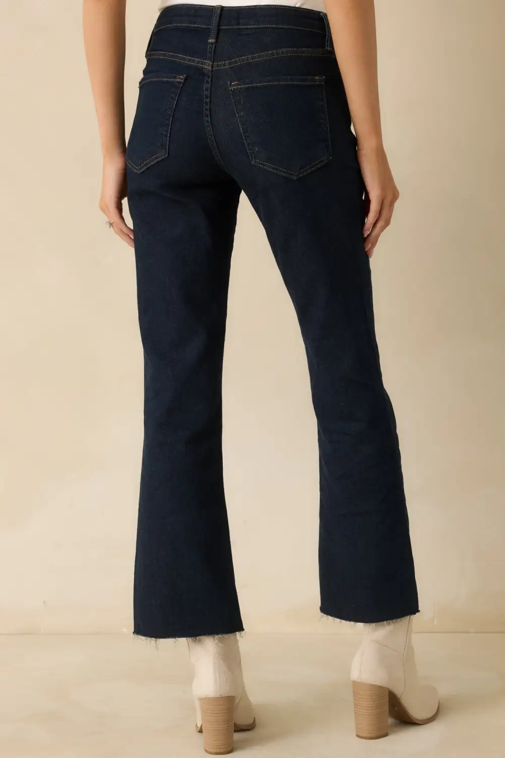 Curve Dark Wash Cropped Flare Jeans