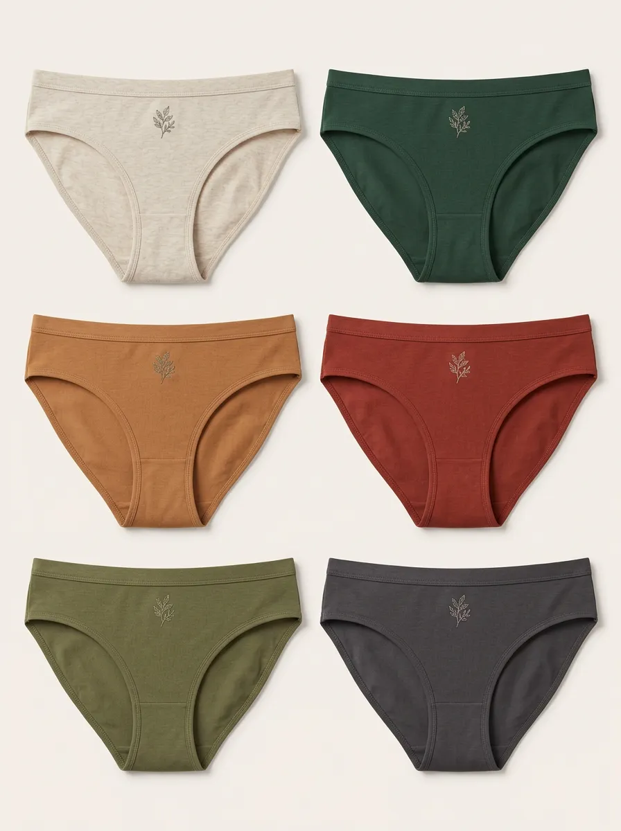 Women's Botanical Leaf Embroidered Classic Brief Set