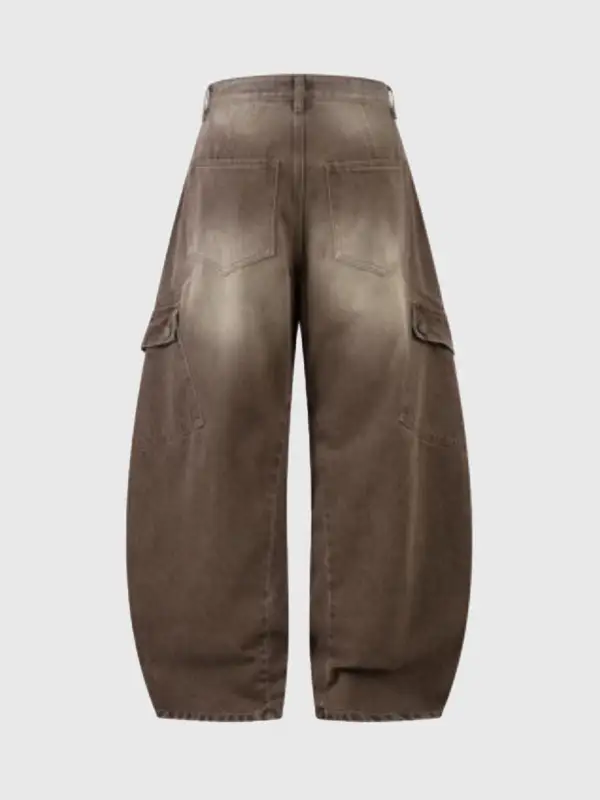 Barrel-Leg Denim Pants