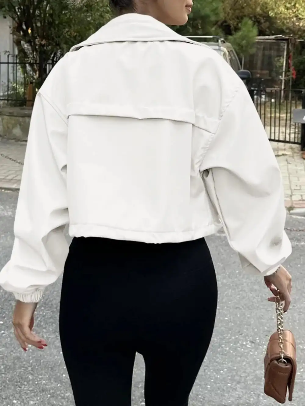 Drawstring Hem Zip Up Jacket