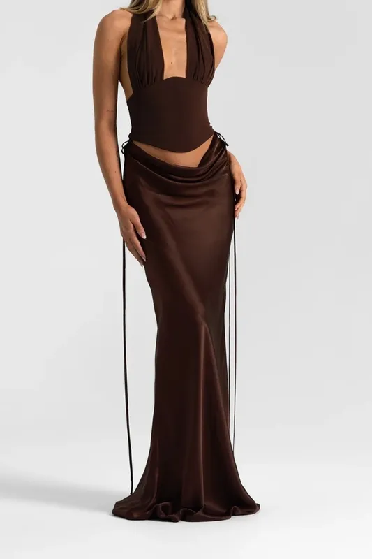 Espresso Bias-Cut Skirt