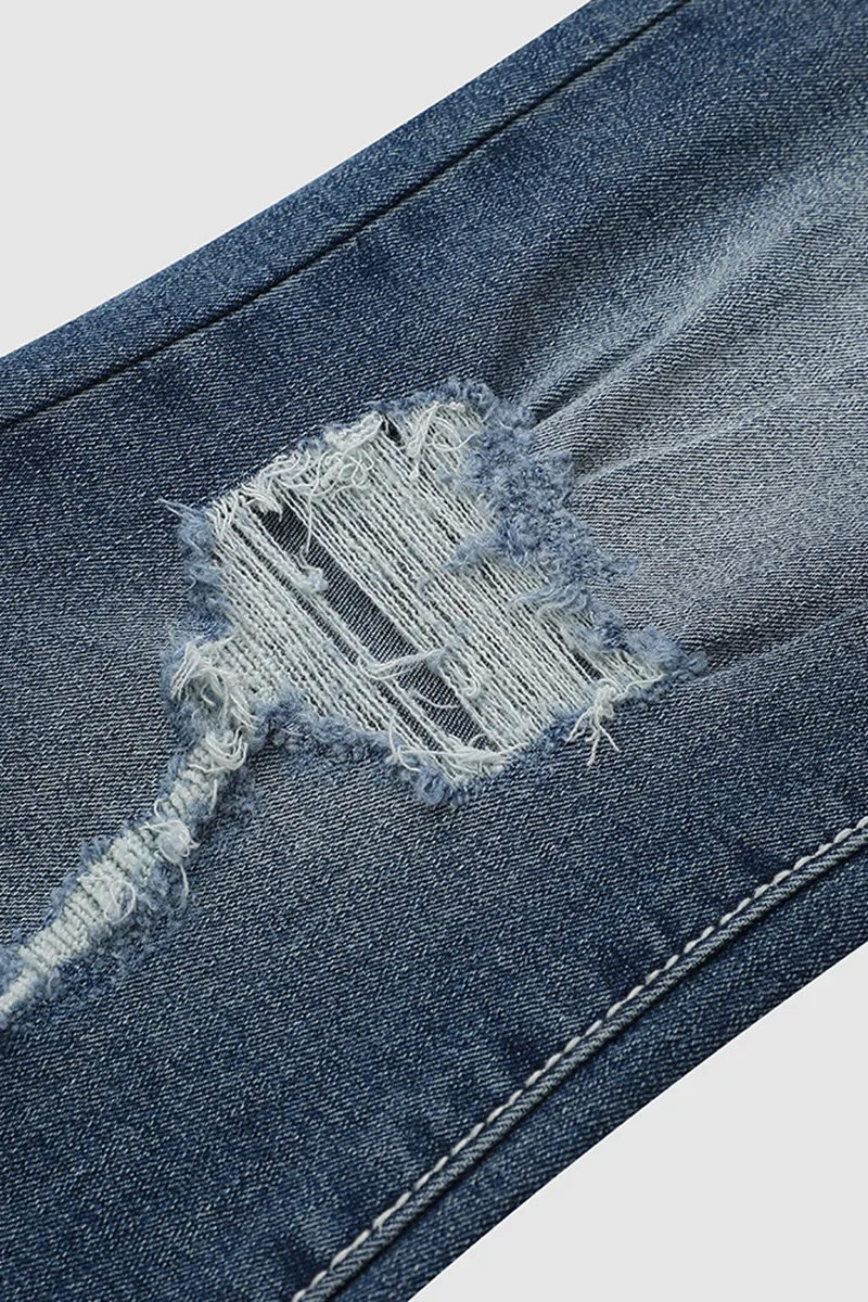 Vintage Low Waist Ripped Button Up Jeans