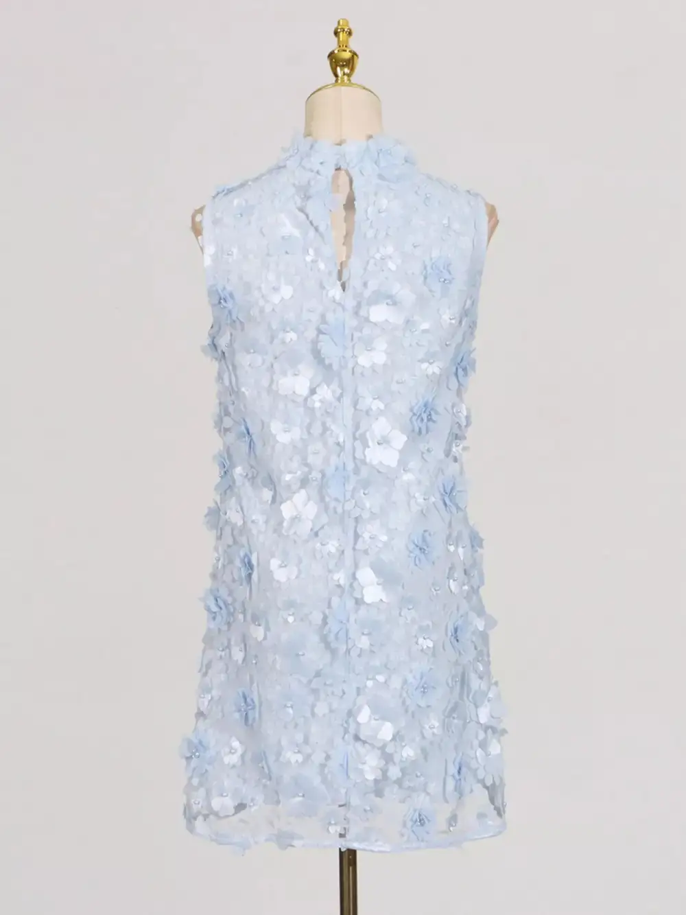 Floral High Neck Sleeveless Mini Dress