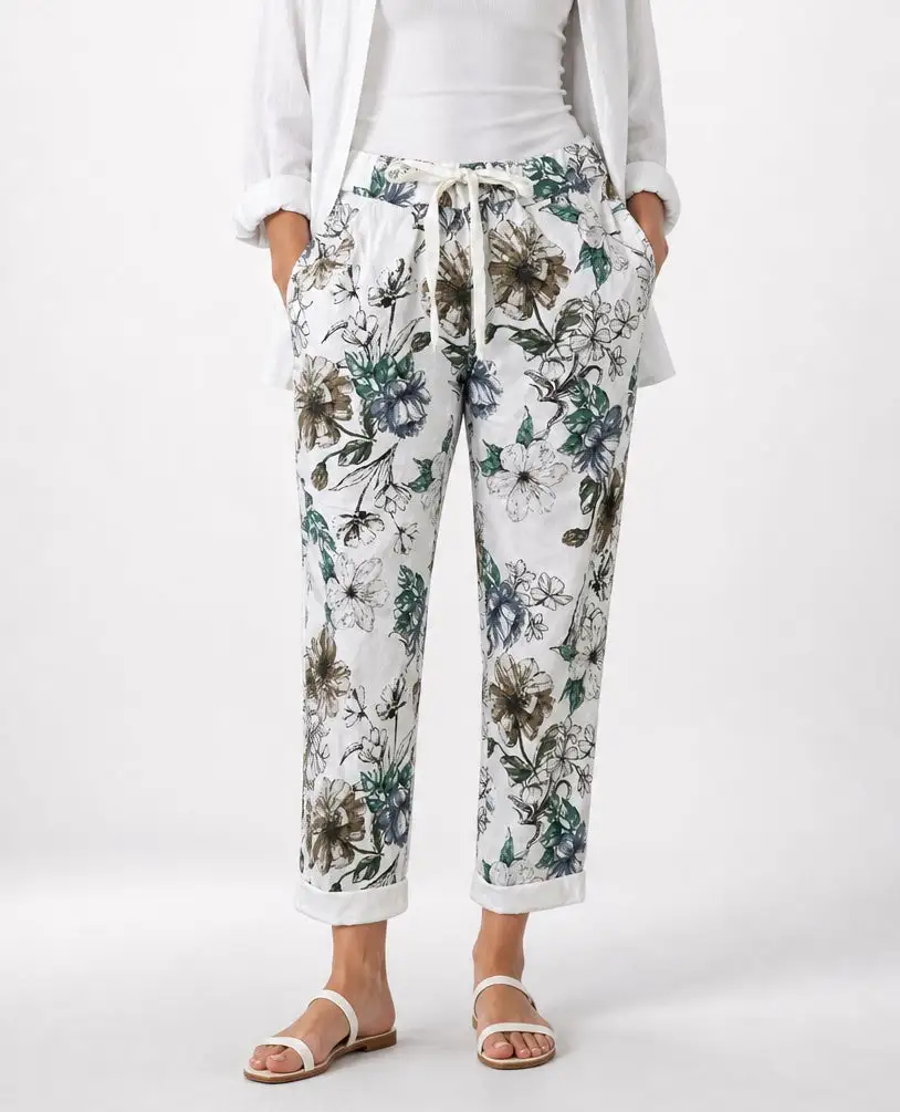 Floral Print Cotton Trousers