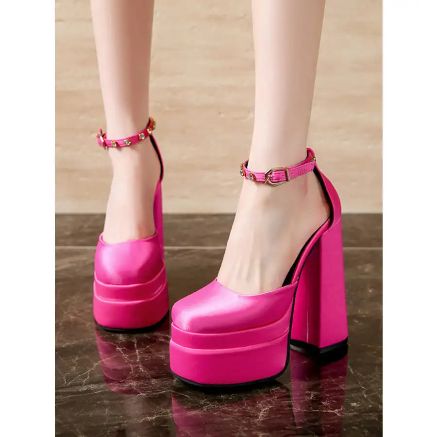 Platform High Heel Ankle Strap Pumps