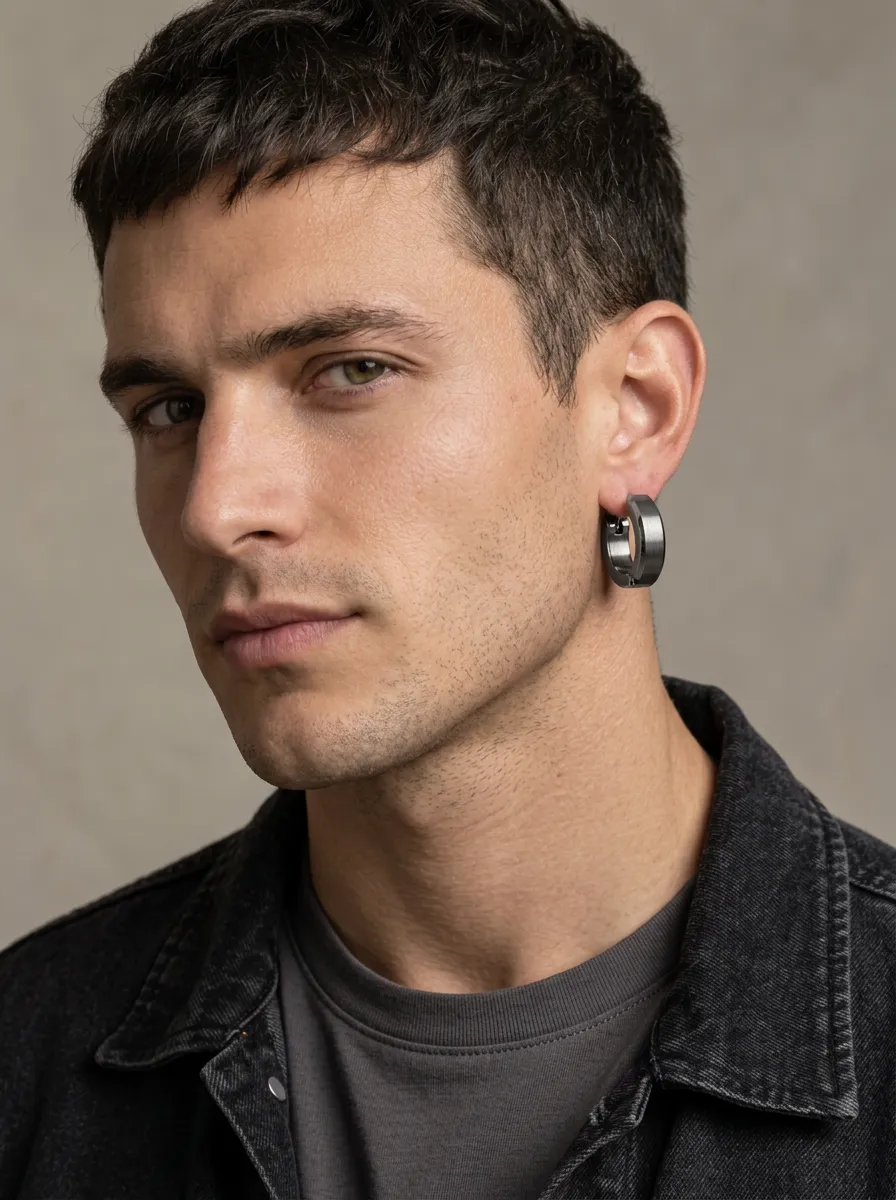 Men's Refined Minimalist Stainless Steel Hoop Earrings