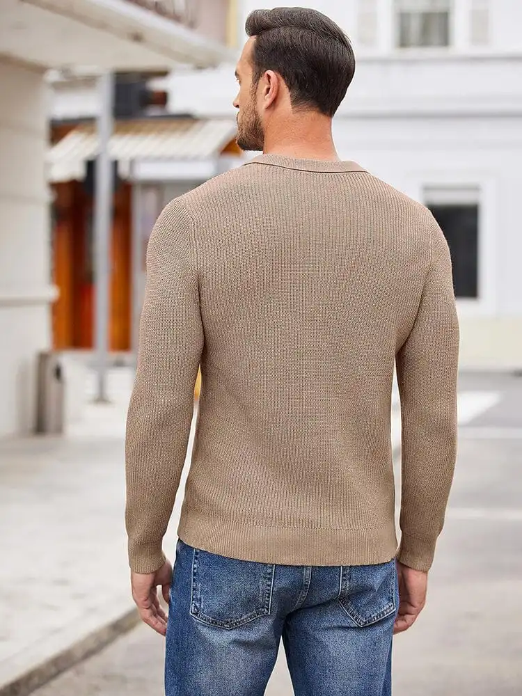 Classic Quarter Zip Knit Polo Sweater