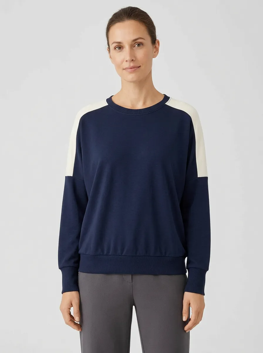 Women's Dropped-Shoulder Colorblock Crew-Neck Sweatshirt