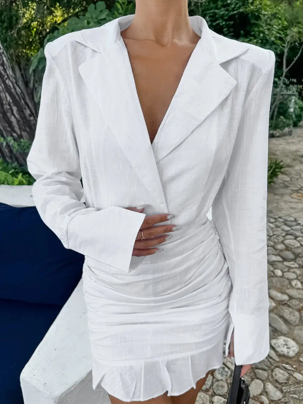 Gathered Detail Ruched Mini Dress