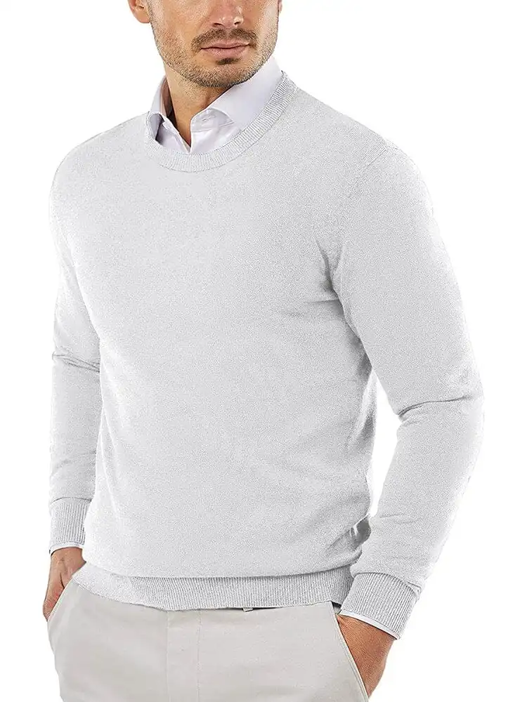 Crew Neck Slim Fit Pullover Knitted Sweater Jeans