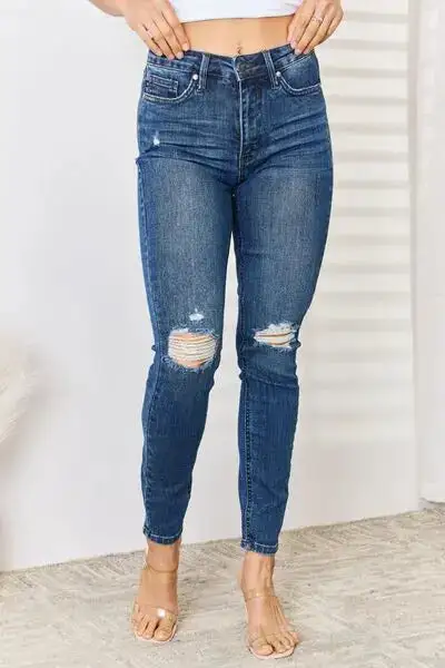 Stretch Distressed Denim Jeans