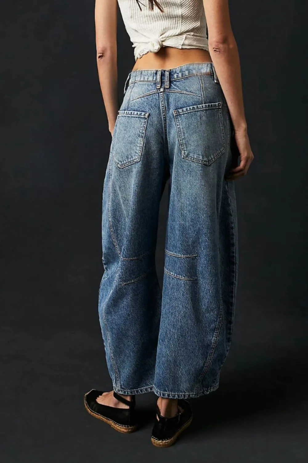 Tiered Relaxed Fit Denim Jeans