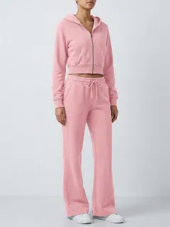 Women's Vintage Inspired Sport Inspired Cropped Hooded Jacket and Flare Pants Active Set